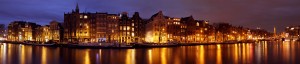 Amsterdam panoramic view by night